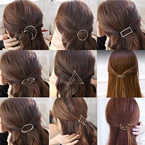FAVELA Hair Clip Minimalist Hair Clip Geometric Round Circle Metal Hairpin Minimalist Hollow Hair Stick Alloy Hair Slide Pins Hair Barrettes Hair Accessories For Women Girls (Clip-3), Silver - Image 5