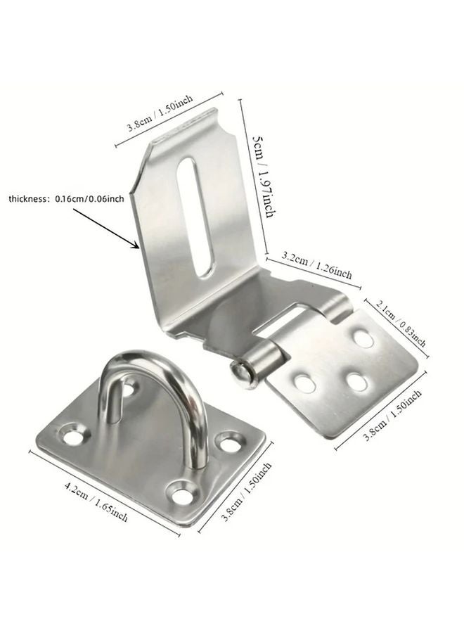 1 Set Silvery Stainless Steel Gate Hasp Lock 90 Degree Latch Durable Outdoor Shed Door Hardware - Image 4