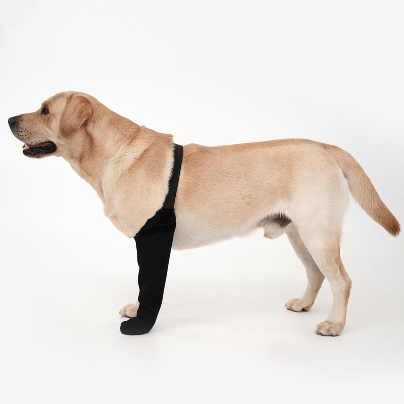 yrenoer Dog Recovery Socks Waterproof Paw Protectors with NonSlip Sole PostSurgery Boots for Wound Protection AntiLicking Sleeves for Dogs Black L_Left - Image 2