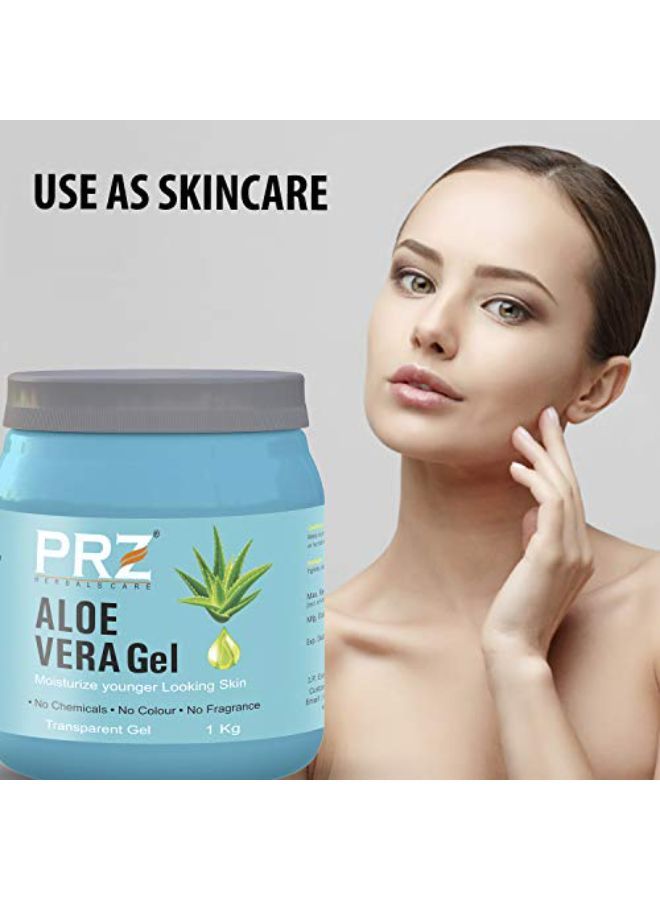 PRZ جل الصبار الطبيعي النقي بنسبة 100% الشفاف (1 كجم) لترطيب الجسم والوجه، جل الشعر، جل تجميل البشرة متعدد الأغراض، ندبات حب الشباب، علاج البشرة المتوهجة والمشرقة - Image 4