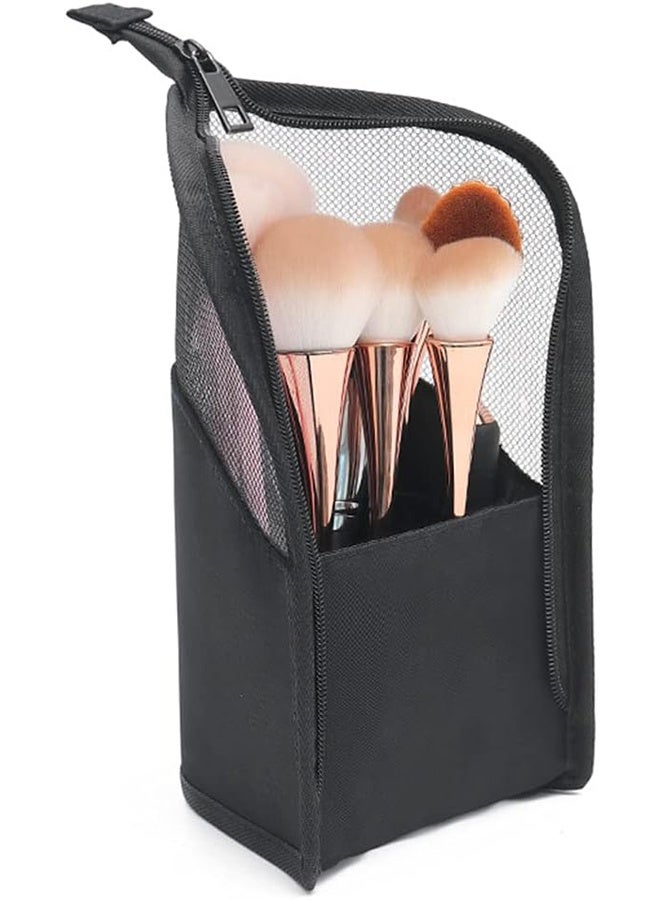 حامل فرش المكياج، حقيبة فرش المكياج المنظمة، حقيبة أدوات الزينة المقاومة للماء، حامل أكواب المكياج، أكياس مستحضرات التجميل الشبكية المزودة بسحاب - Image 2