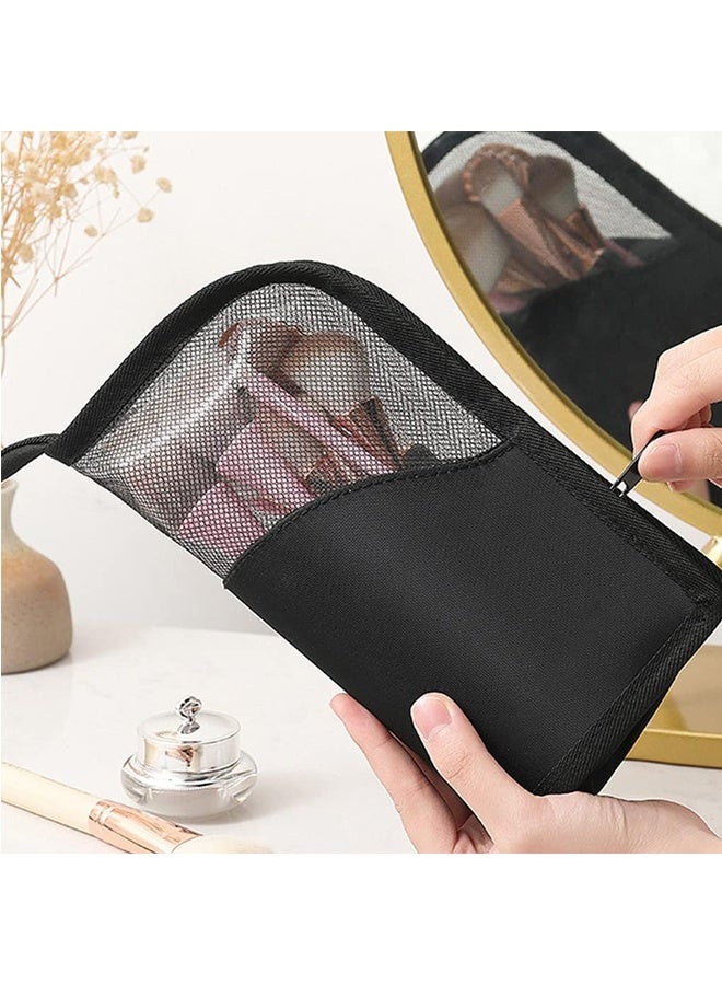 حامل فرش المكياج، حقيبة فرش المكياج المنظمة، حقيبة أدوات الزينة المقاومة للماء، حامل أكواب المكياج، أكياس مستحضرات التجميل الشبكية المزودة بسحاب - Image 4