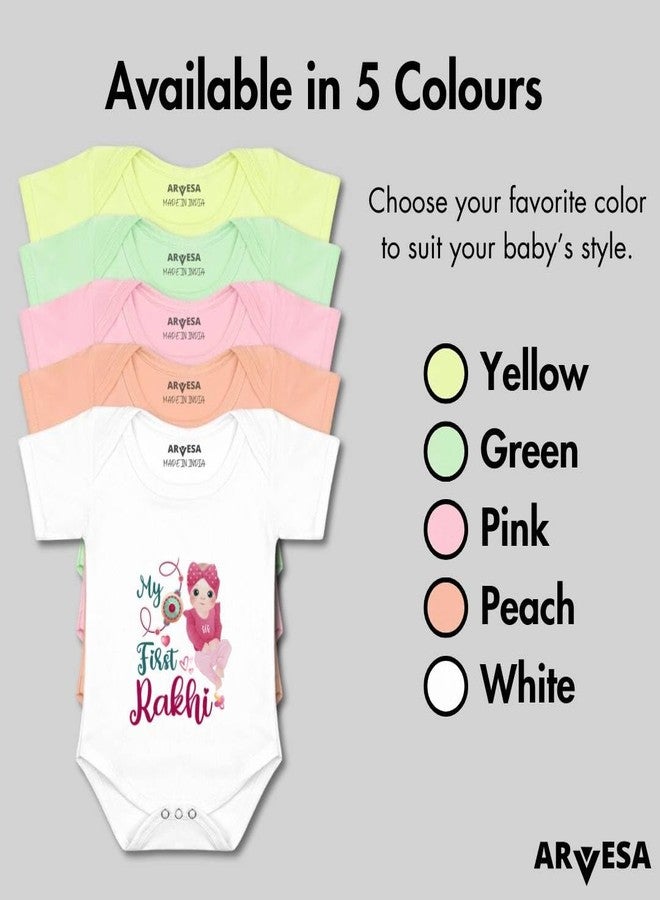 ARVESA My First Rakhi R-984 Rakhi Bodysuit, Sleepsuits, Rompers For New Born Baby Clothes 0-3 Months Unisex Stylish Dress For Baby Boy & Girl, Newborn Infant Outfit - Image 4