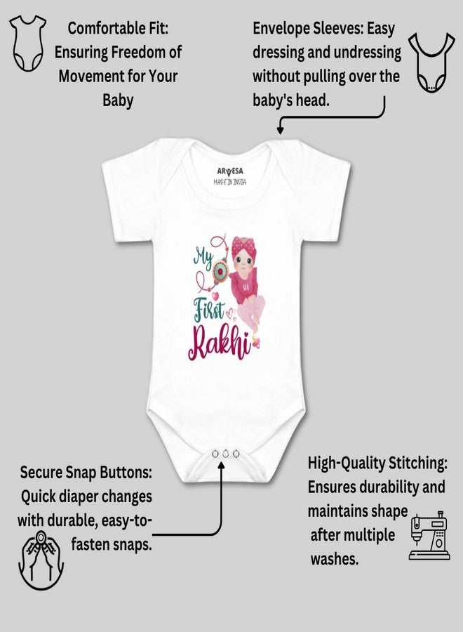 ARVESA My First Rakhi R-984 Rakhi Bodysuit, Sleepsuits, Rompers For New Born Baby Clothes 0-3 Months Unisex Stylish Dress For Baby Boy & Girl, Newborn Infant Outfit - Image 3