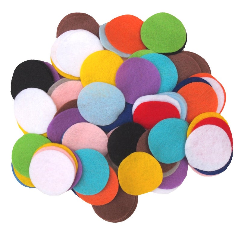 Playfully Ever After Mixed Color Assortment of Craft Felt Circles (1 Inch - 100pc)