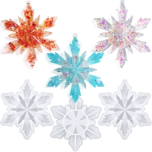 Actvty Christmas Resin Molds, Snowflake Resin Mold, 3Pcs Big Snowflake Silicone Molds for Resin, Christmas Ornament Resin Molds DIY Xmas Decoration Gift - Image 1