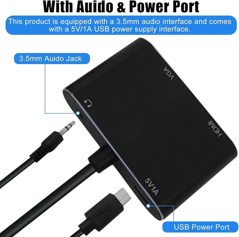 محول VGA إلى HDMI 1080P عالي الدقة بالكامل مع منفذ صوت 3.5 ملم، تشغيل مباشر - Image 4