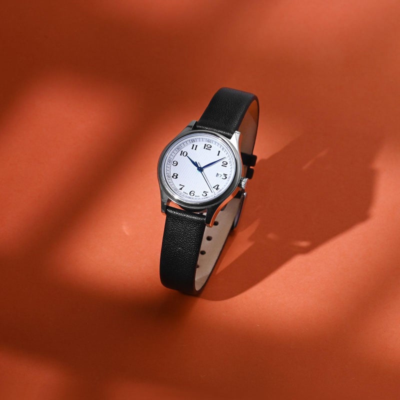 WOCCI 20mm Lug Width, Elegant Watch Band, Genuine Leather Replacement Strap with Silver Buckle (Black) - Image 2