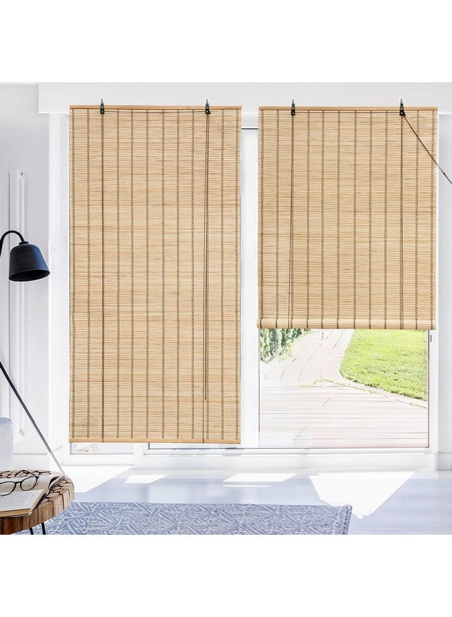 ABOUT SPACE 2 Pcs Bamboo Curtains - W 3 ft x H 6 ft - Rope Mechanism Roll Up Down Bamboo Shade for Sunlight, Dust Protection Window Chick Blinds for Balcony, Restaurant, Dhaba, Hotel, Resort - Image 1