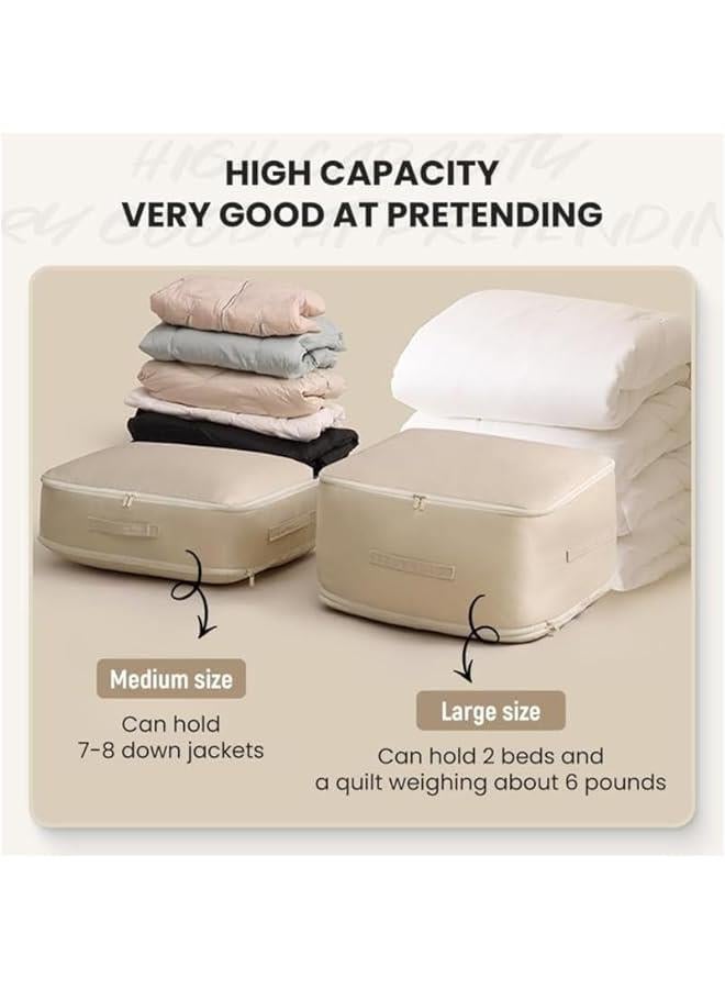 منظم الضغط الذاتي لتوفير المساحة الفائقة، ترقية 2024 لمنظم الضغط الذاتي لتوفير المساحة، حقيبة تخزين لحفظ الأغطية والبطانيات، حقيبة تنظيم بسعة كبيرة للأغطية. - Image 2