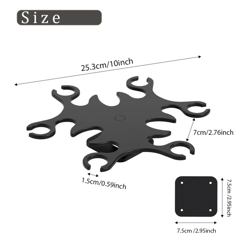 Vaisoeny Under Cabinet Wine Glass Holder, 360Â° Infinitely Rotating Wine Glass Holder, No Drilling Wine Glass Rack for Kitchen, Dining and Bar.(Black) - Image 5