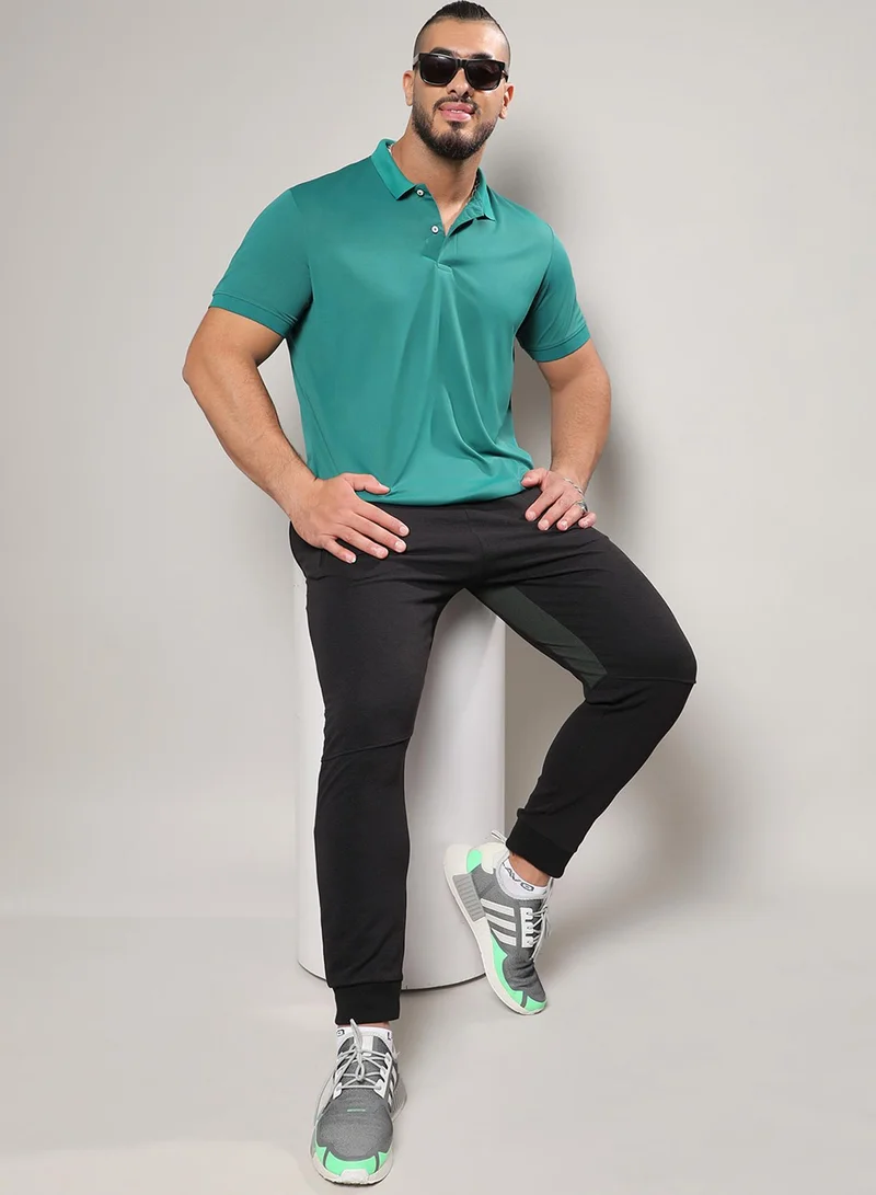 Instafab Plus Instafab Plus Men's Shamrock Green Basic Polo Activewear T-Shirt For Casual Wear | Polo Neck | Short Sleeve | Half-Button Closure | Jersey T-Shirt Crafted With Comfort Fit For Everyday Wear