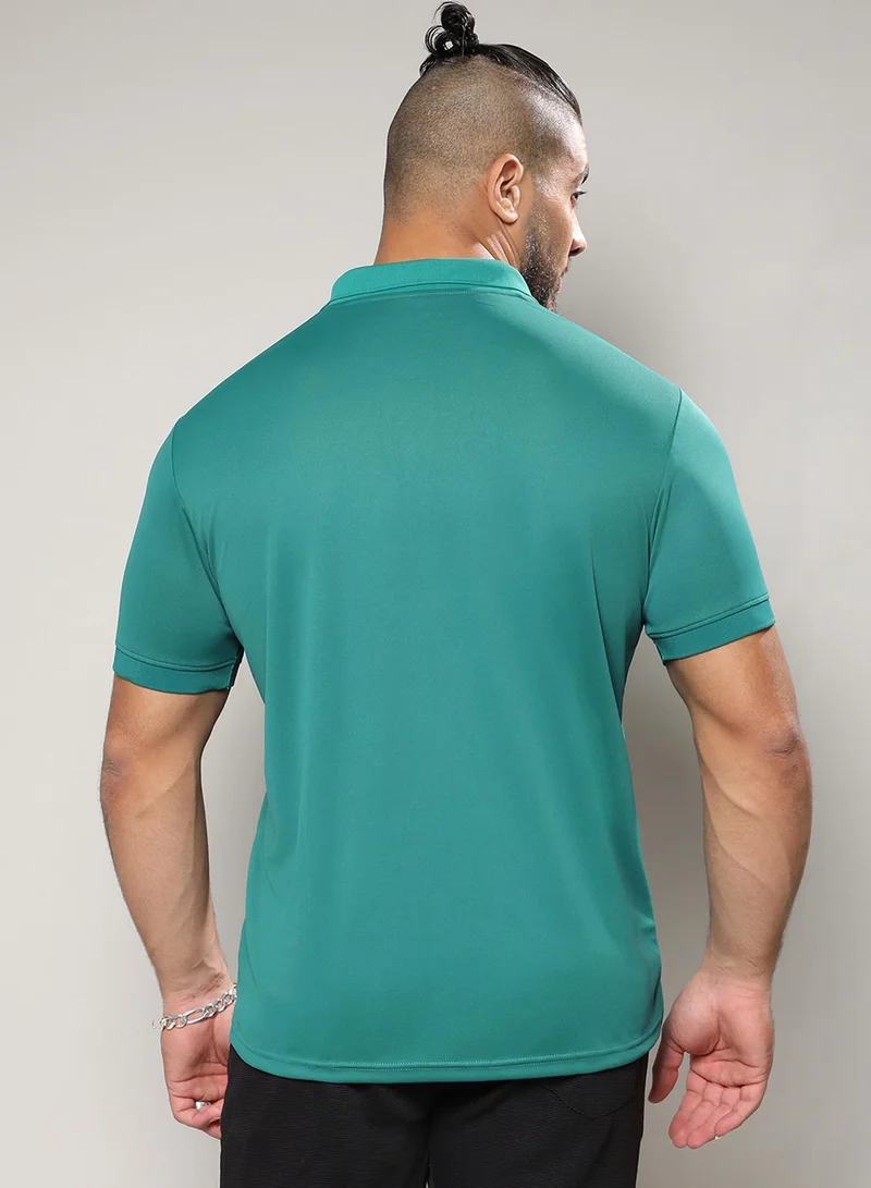 Instafab Plus Instafab Plus Men's Shamrock Green Basic Polo Activewear T-Shirt For Casual Wear | Polo Neck | Short Sleeve | Half-Button Closure | Jersey T-Shirt Crafted With Comfort Fit For Everyday Wear