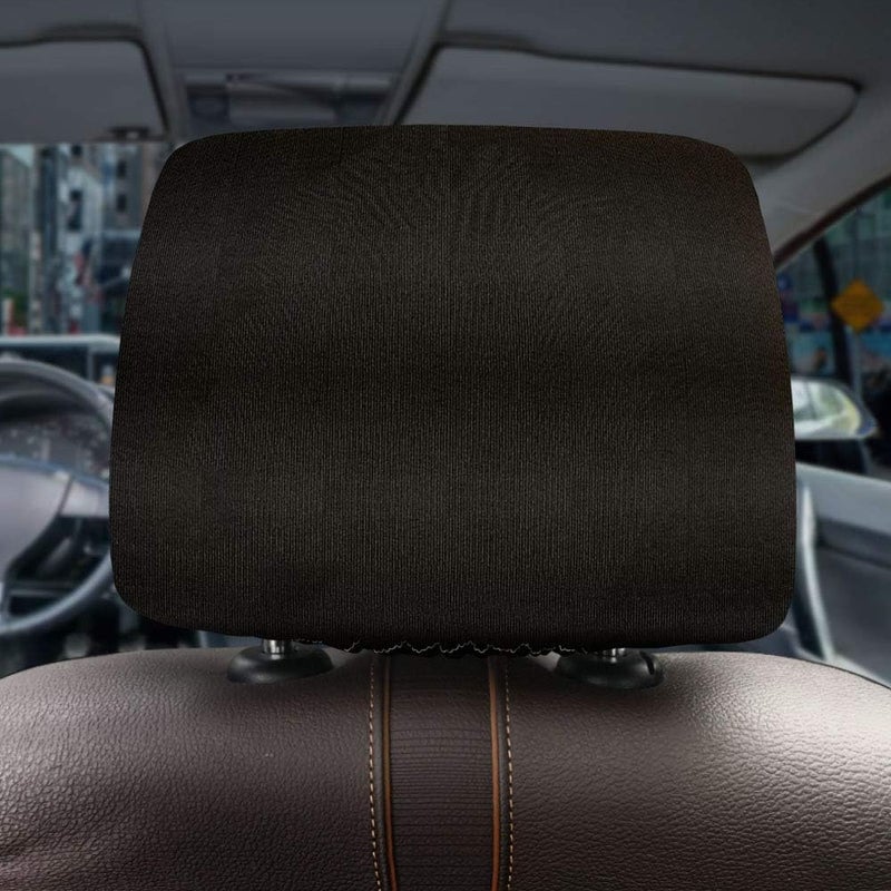 WIRESTER Set of 4 Car Seat Head Rest Covers - Solid Black - Image 4