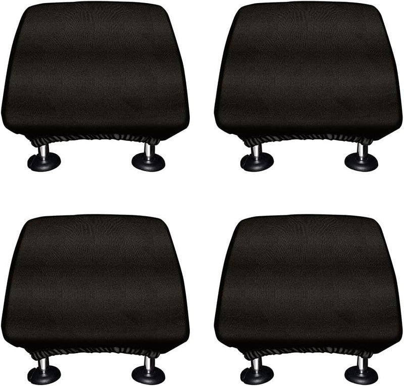 WIRESTER Set of 4 Car Seat Head Rest Covers - Solid Black - Image 1