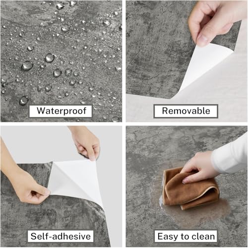 Magielif 24x197 Grey Concrete Wallpaper Peel and Stick 3D Matte Modern Industrial Gray Cement Contact Paper Vinyl Wrap Matte Texture Waterproof Countertop Wall Sticker for Kitchen Bedroom Bathroom - Image 3