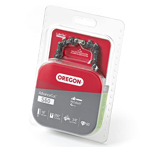 Oregon S60 AdvanceCut Replacement Chainsaw Chain for 18Inch Guide Bars 60 Drive Links Pitch 38 050 Gauge Fits Craftsman Mastercraft McCulloch Poulan and More - Image 1