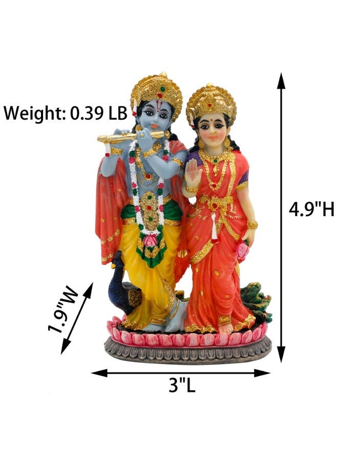 alikiki Indian Murti Radha Krishna Statue - 4.9”H Hindu God Radha Krishna on Lotus India Pooja Item Home Office Temple Mandir Shrine Altar Diwali Puja Decor Ideal Wedding Gift for Indian Friend Relative - Image 5