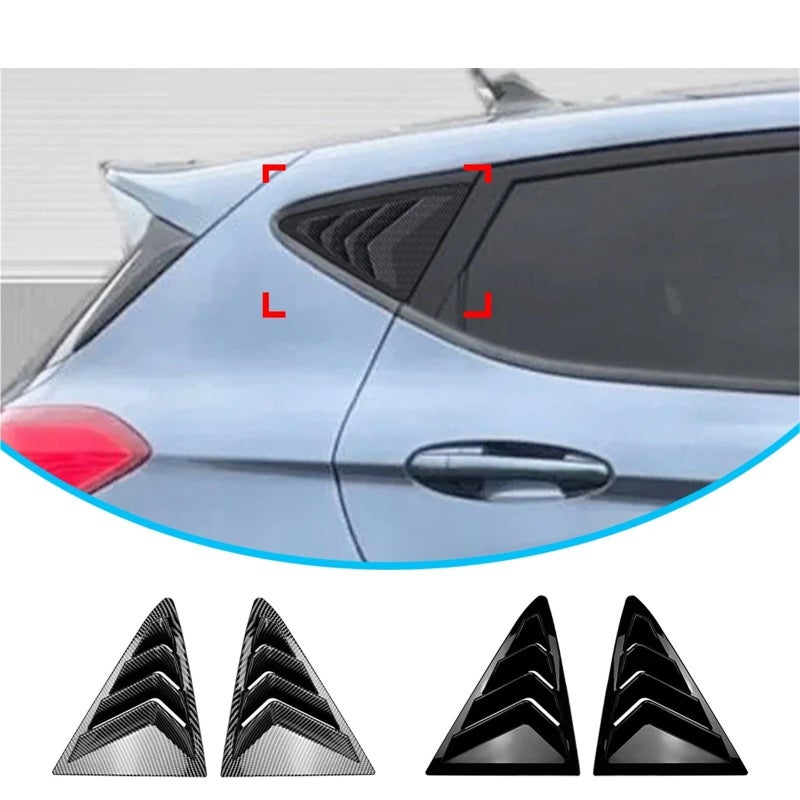 Carbon Fiber Look Rear Window Quarter Louver Cover For Ford Fiesta MK8 2018 2021 - Image 3