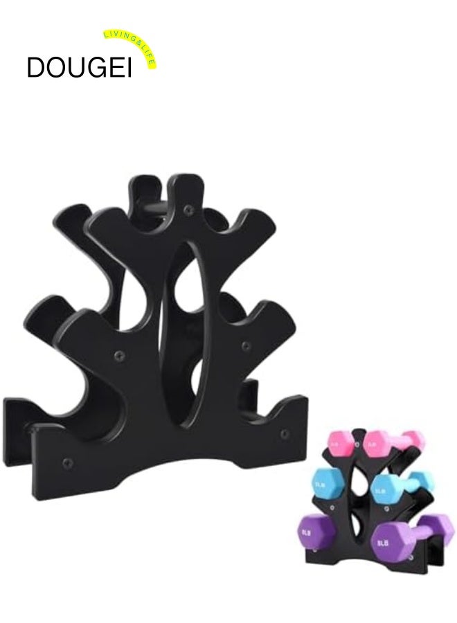 دوغي 1 عبوة حامل رف الدمبل ، حامل برج وزن اليد الحر من 3 طبقات لتنظيم صالة الألعاب الرياضية المنزلية ، يحمل 3/5/8 رطل - Image 1