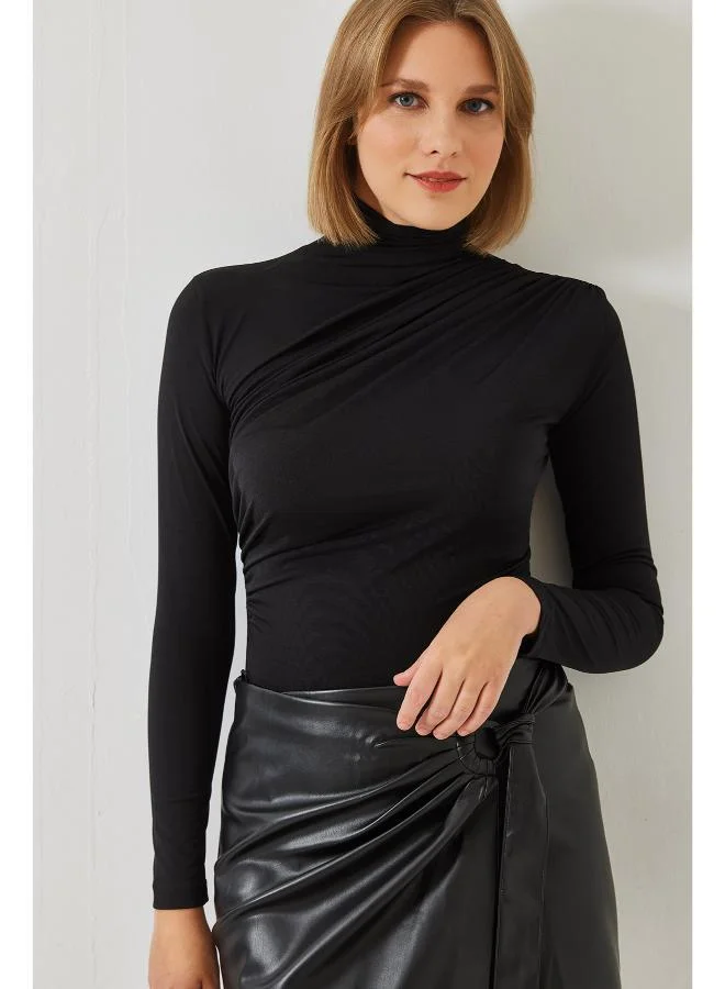 Ginger Mock Neck Draped Top