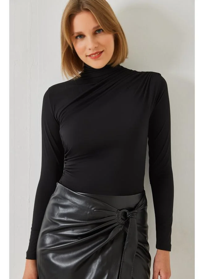 Ginger Mock Neck Draped Top