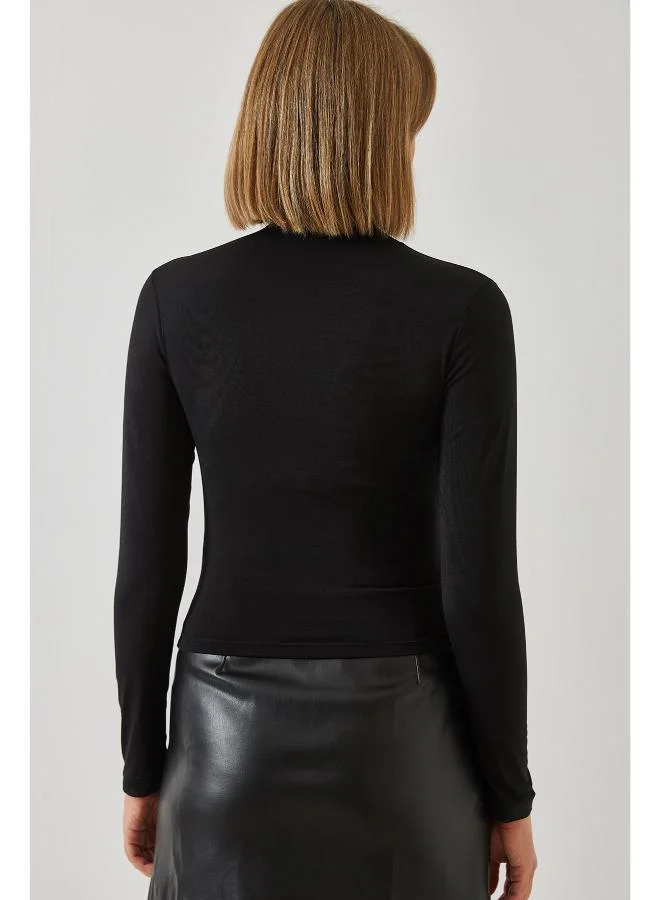 Ginger Mock Neck Draped Top