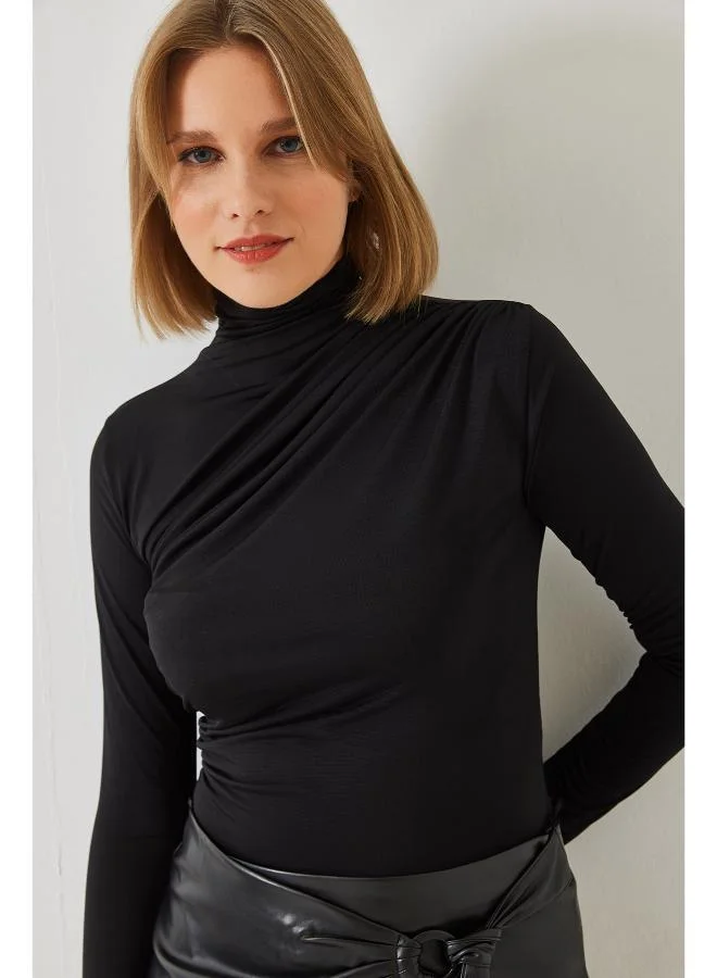 Ginger Mock Neck Draped Top