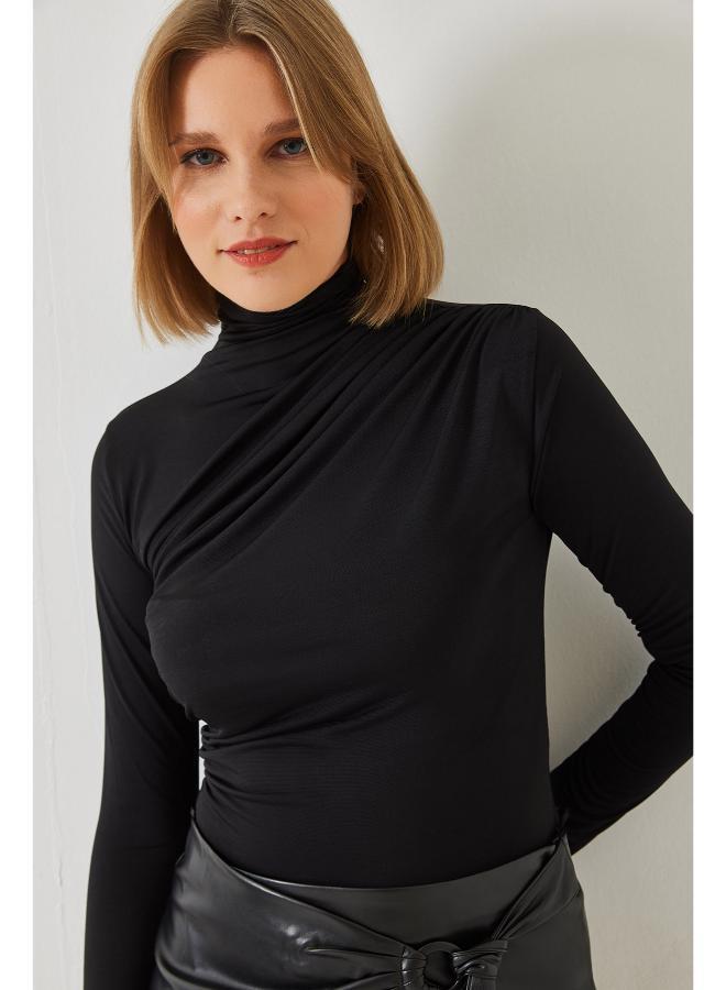 Ginger Mock Neck Draped Top - Image 4