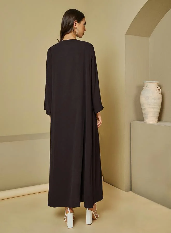 Styli Front Open Plain Abaya