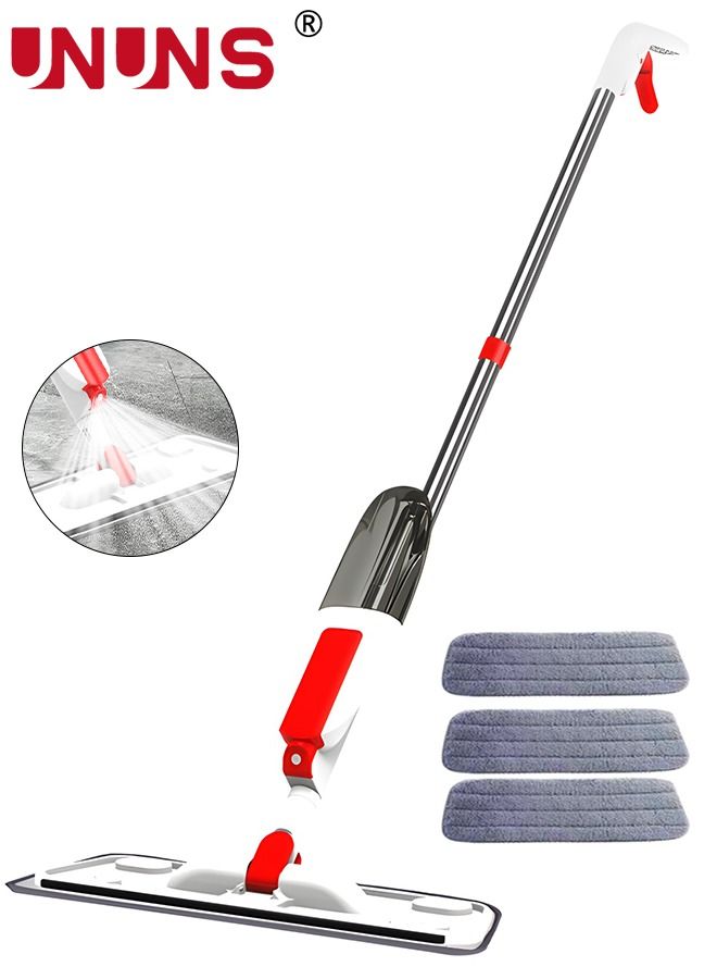 UNUNS ممسحة رش للأرضيات، ممسحة جافة ورطبة 2 في 1، ممسحة رش من الألياف الدقيقة مع 3 وسادات ممسحة قابلة لإعادة الاستخدام وزجاجة قابلة لإعادة التعبئة سعة 350 مل لتنظيف الأرضيات الخشبية والبلاط والخشب والأرضيات الصلبة - Image 1