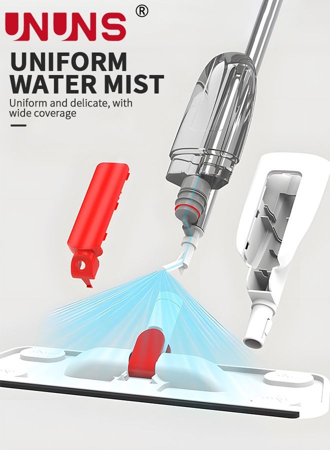 UNUNS ممسحة رش للأرضيات، ممسحة جافة ورطبة 2 في 1، ممسحة رش من الألياف الدقيقة مع 3 وسادات ممسحة قابلة لإعادة الاستخدام وزجاجة قابلة لإعادة التعبئة سعة 350 مل لتنظيف الأرضيات الخشبية والبلاط والخشب والأرضيات الصلبة - Image 4