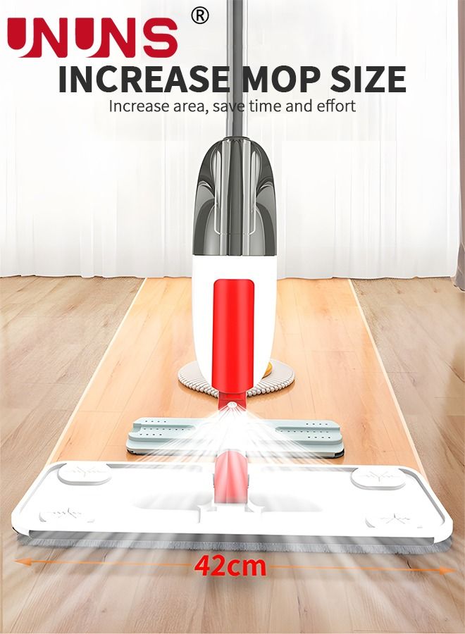 UNUNS ممسحة رش للأرضيات، ممسحة جافة ورطبة 2 في 1، ممسحة رش من الألياف الدقيقة مع 3 وسادات ممسحة قابلة لإعادة الاستخدام وزجاجة قابلة لإعادة التعبئة سعة 350 مل لتنظيف الأرضيات الخشبية والبلاط والخشب والأرضيات الصلبة - Image 5