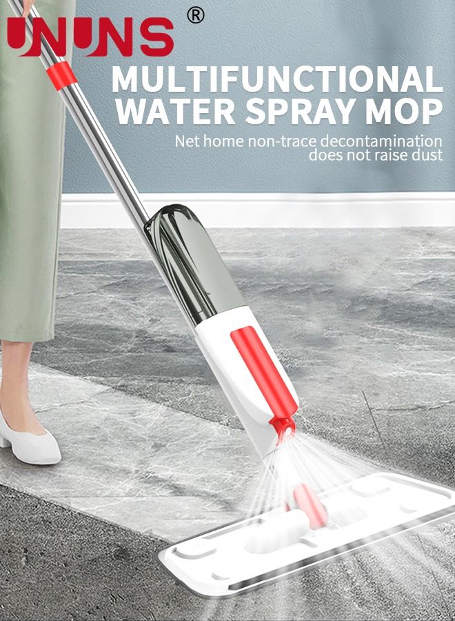 UNUNS ممسحة رش للأرضيات، ممسحة جافة ورطبة 2 في 1، ممسحة رش من الألياف الدقيقة مع 3 وسادات ممسحة قابلة لإعادة الاستخدام وزجاجة قابلة لإعادة التعبئة سعة 350 مل لتنظيف الأرضيات الخشبية والبلاط والخشب والأرضيات الصلبة - Image 2