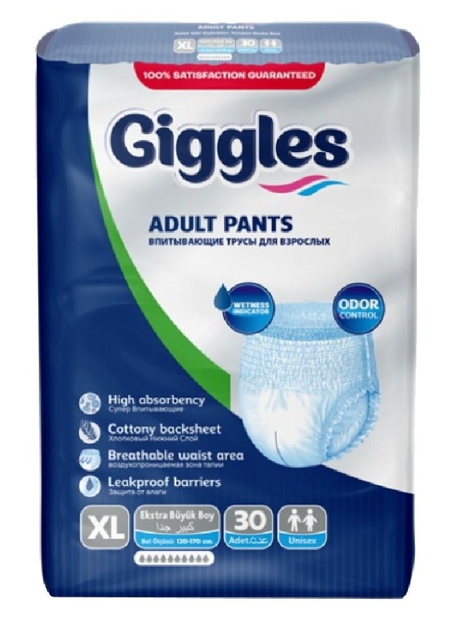 giggles Adult Pants Culotte Turkish Made with Wetness Indicator and Odor Control XL Size (30 Pieces)  - Image 1