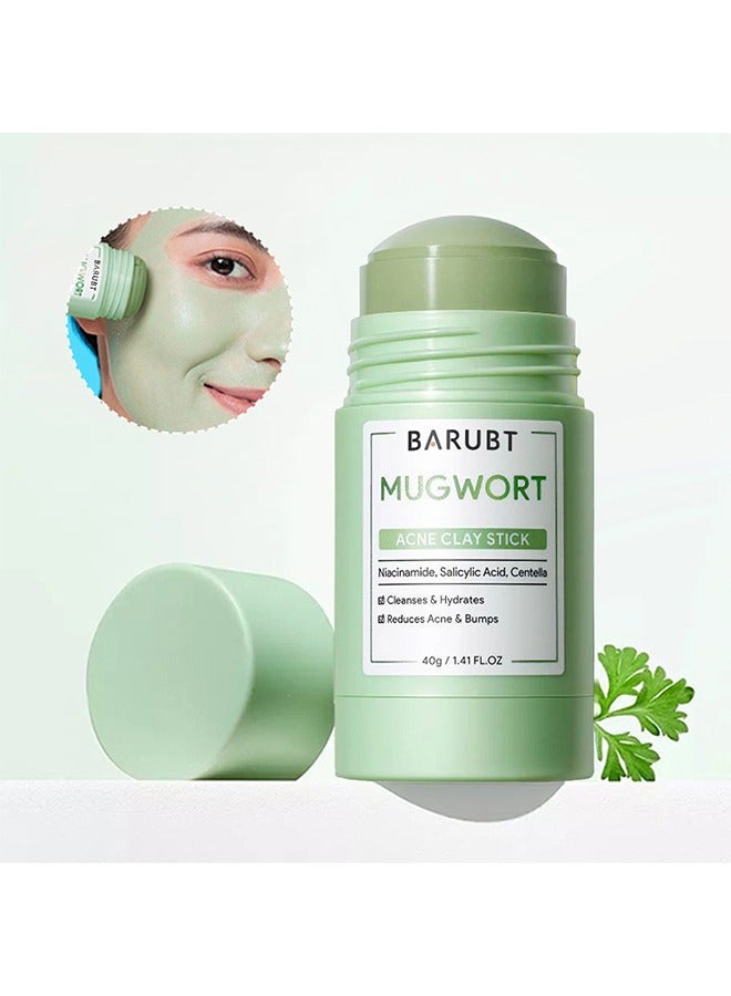 BARUBT Mugwort Acne Clay Stick, Mugwort Anti Pores And Acne Clay Mask, Cleansing Mask Mud Mask For Men And Women, Moisturizing Oil Control Shrink Remove Blackheads, Shrink Pores, Improve Skin Tone - Image 1