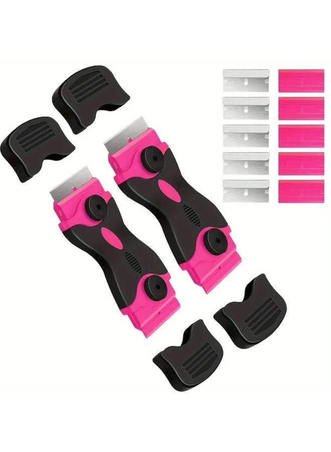 Pink Double End Scraper with Metal and Plastic Ends Non Slip Design Protective Cap Included Kitchen Tool - Image 3