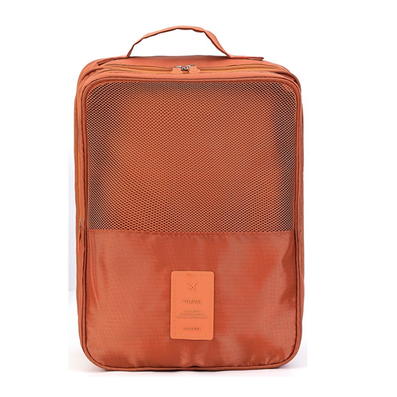 Dual-Layer Waterproof Travel Shoe Bag Organizer Orange