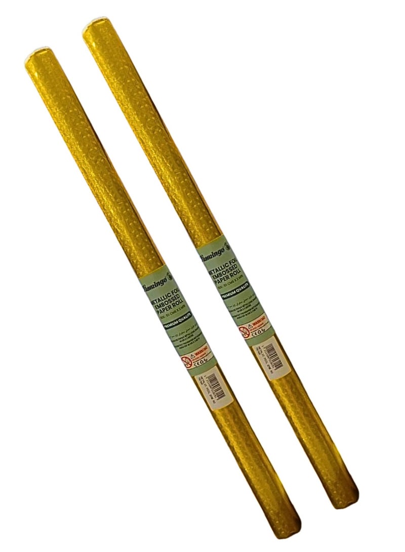 Flamingo Metallic Foil Embossed Paper roll 50cm x 2mtr - Image 2