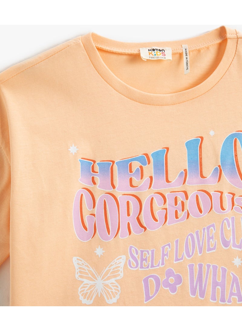 KOTON Short Sleeve Crew Neck T-Shirt Slogan Themed Printed  - Image 3