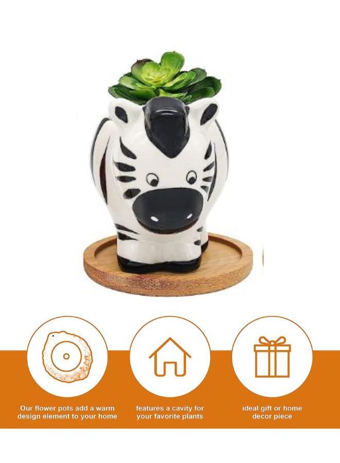 Cute Succulent Planter, Succulent Pots with Drainage Hole Flower Plant Pot Cartoon Ceramic Tiny Pot for Indoor Mini Flower Planters Cactus Container - Image 2