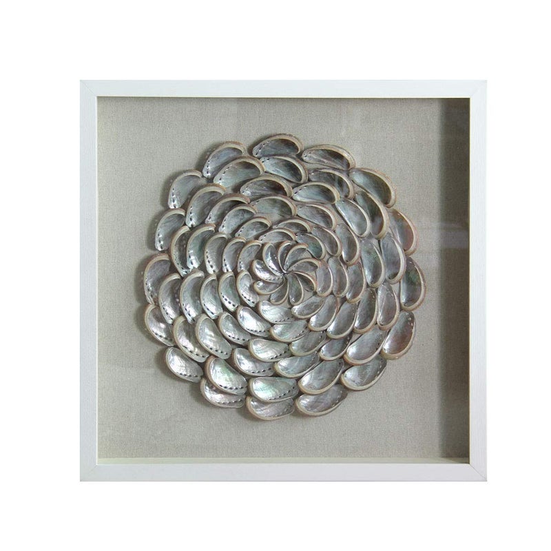 ARTECORS ARTECORS 24x24 3D Handmade Wall Decoration with Shadow Box Framed Front Glass for Living Room Dining Room Entrance Corridor Bedroom wall Decor Abalone Shell 24x24 