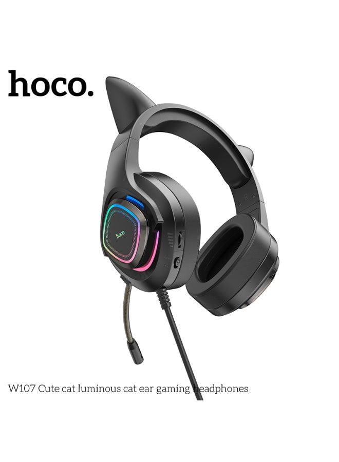 hoco. W107 Cute cat luminous cat ear gaming headphones - Image 2