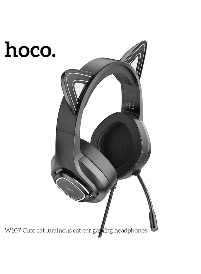 hoco. W107 Cute cat luminous cat ear gaming headphones - Image 3
