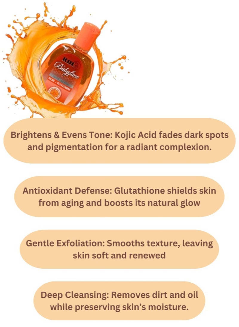 RDL 3 Pack of Babyface facial cleanser with Kojic & Glutathione 250 ml - Image 2