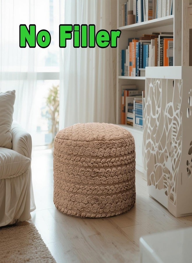 Asuprui 20x14 Inch Unstuffed Ottoman Pouf Cover - Lightweight Foot Rest, Floor Bean Bag Chair, Storage Pouf for Living Room, Bedroom & Balcony (Filler Not Included) (Light Coffee) - Image 3