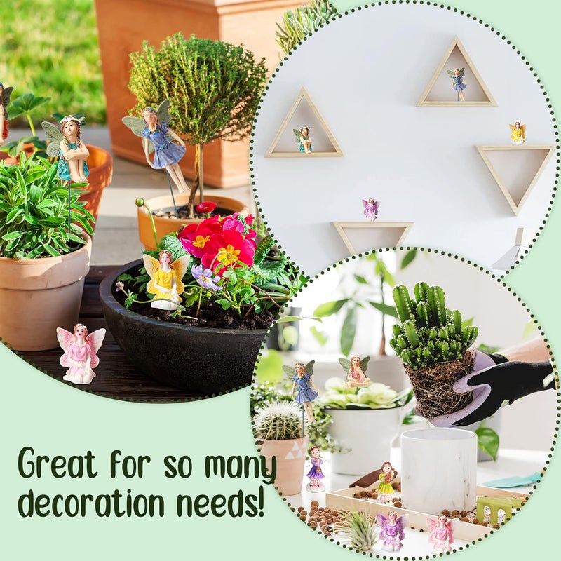 Queekay مجموعة كويكاي من 16 قطعة من زينة الجنيات - تماثيل جنيات مصغرة لتزيين الحدائق الخارجية والحدائق المنزلية - Image 4