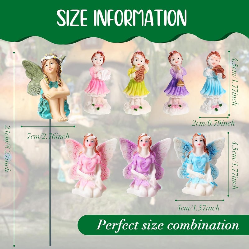 Queekay مجموعة كويكاي من 16 قطعة من زينة الجنيات - تماثيل جنيات مصغرة لتزيين الحدائق الخارجية والحدائق المنزلية - Image 2