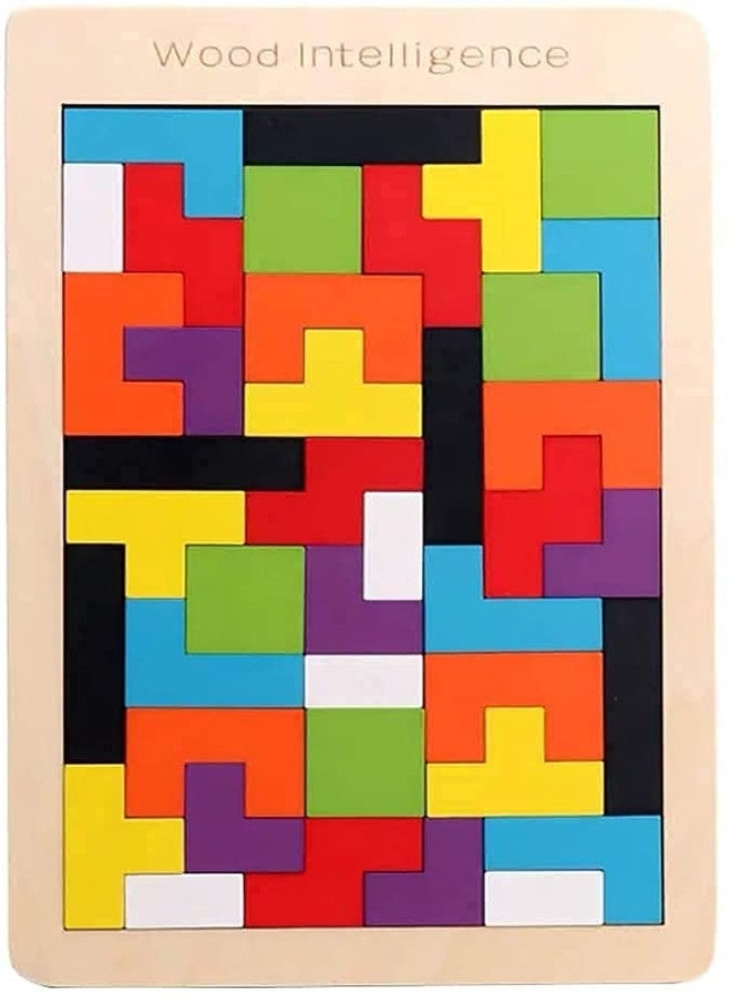 DHAVL Brain Teasers Wooden Puzzles Brain Toy Russian Tangram Colorful Jigsaw Game Wood Puzzles Montessori Intelligence STEM Educational Gift for Baby Toddlers Kids Age 3+ Years (40 Pcs) - Image 1