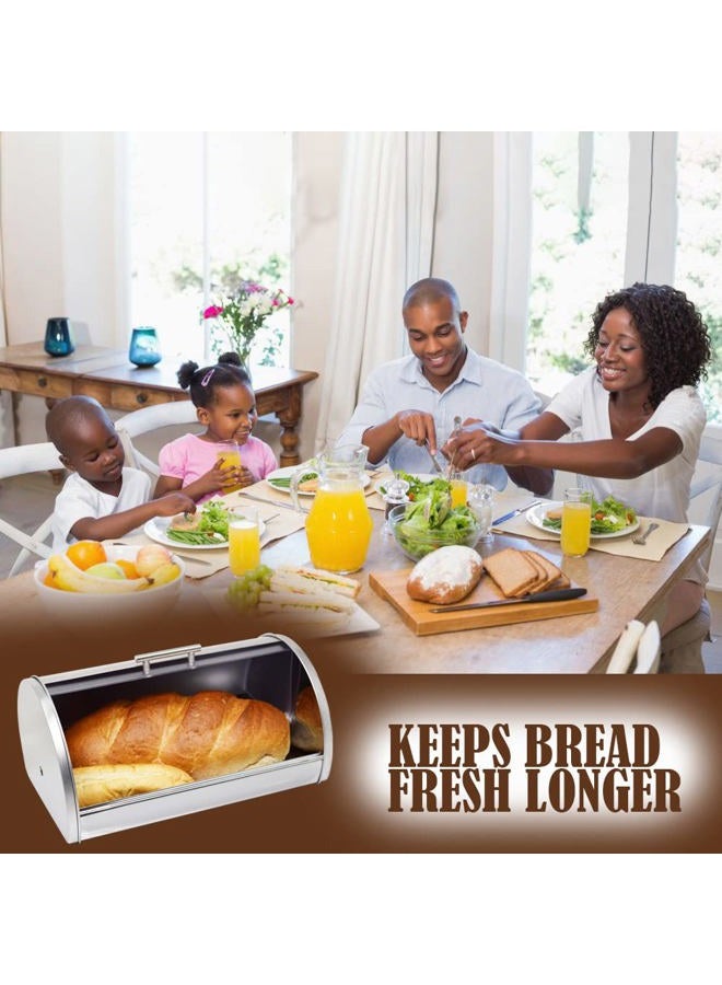 Galashield Bread Box for Kitchen Bread Storage Bin Stainless Steel with Frosted Acrylic Roll Top - Image 5